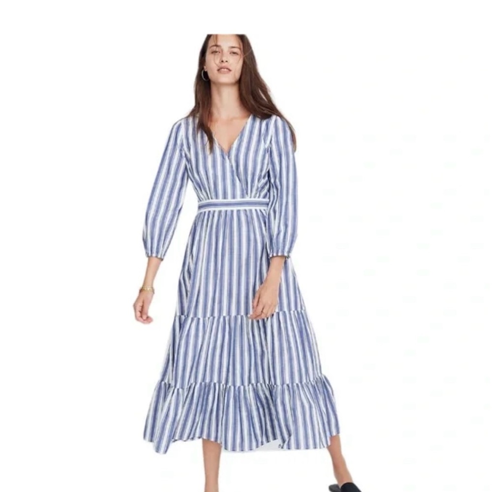 Madewell Blue and White Striped Maxi Dress